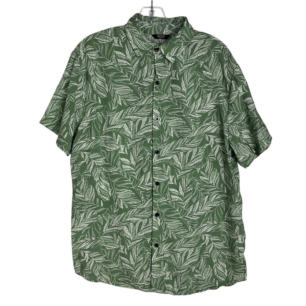 Coofandy Hawaiian Shirt Mens M Green  Palms Short Sleeve Button‎ Up